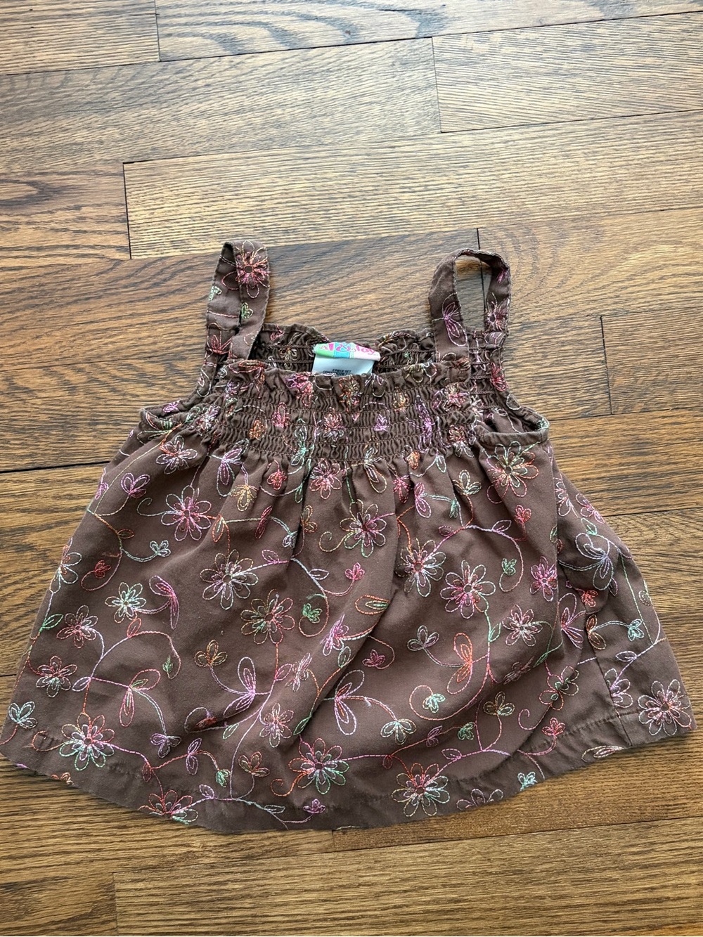 Al & Ray Brown Embroidered Floral Boho Toddler 24 Month Tank Top